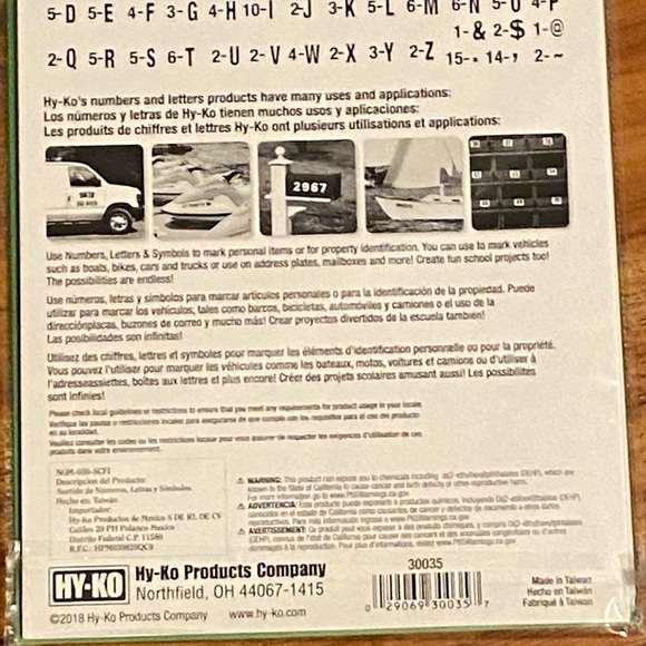 HYKO Products Company Office Hyko Products Selfadhesive Numbers
